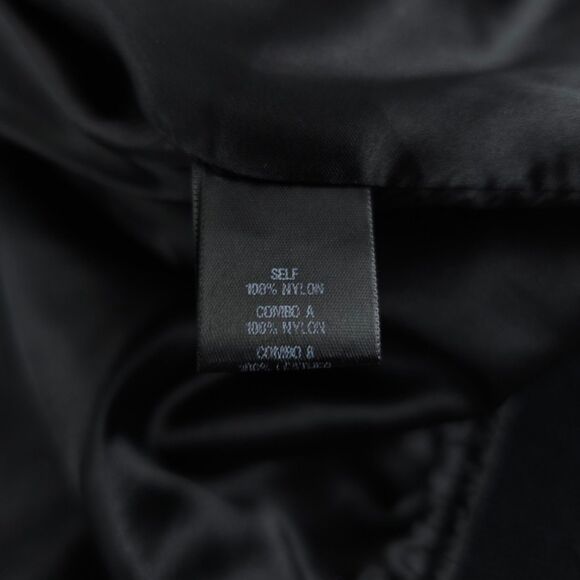 OVADIA & SONS Leather Trim Satin Bomber Jacket Black Minimal Athleisure Aviator - Picture 12 of 14